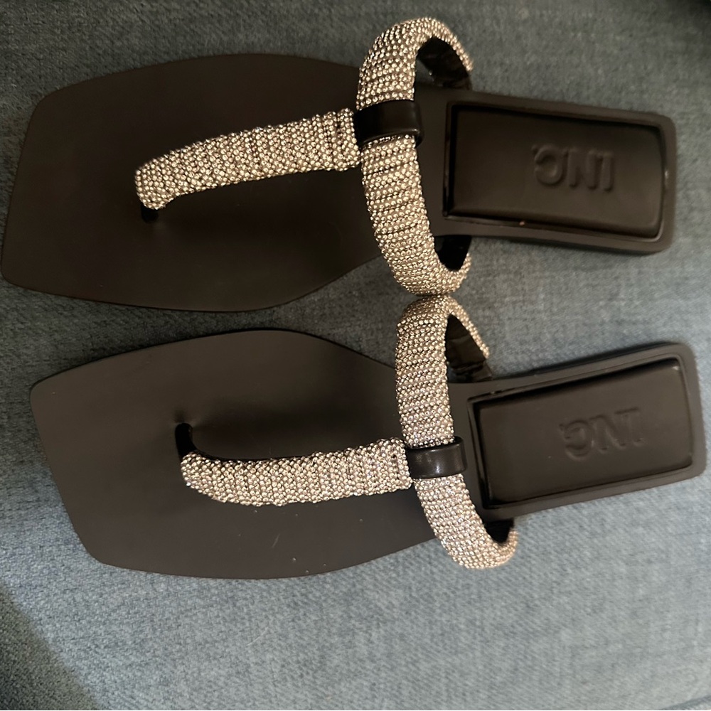 INC International Concepts Black and Silver Sandals